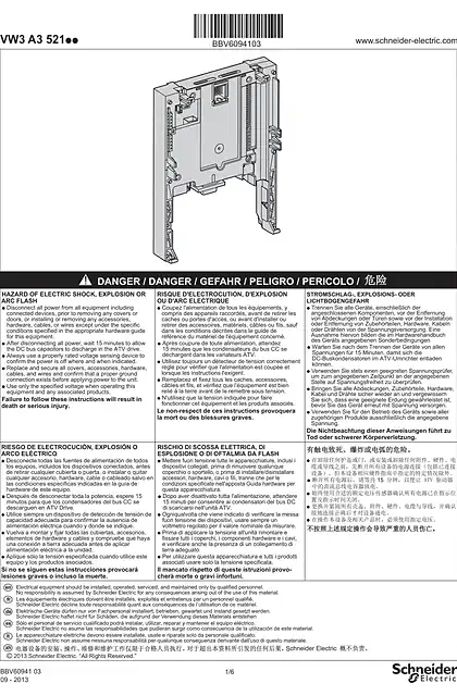 schneider施耐德VW3A3521.. Altivar IMC integrated controller card for Altivar 61 and Altivar 71 variable speed drives_ Instruction sheet